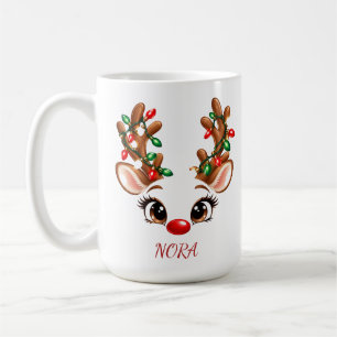 Tasse de rennes de Noël personnalisée   Nom person