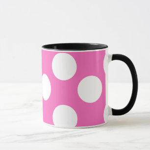 Tasse de rose et blanche grande de polka de point