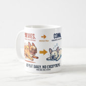 Tasse de routine quotidienne Zoomies à Coma drôle  (Devant gauche)