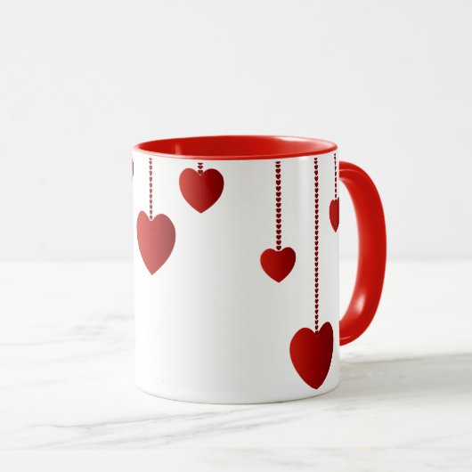 Tasse de Saint-Valentin avec des coeurs (Devant droit)