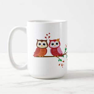 Tasse de Saint-Valentin de couples de hibou