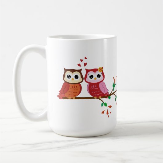 Tasse de Saint-Valentin de couples de hibou (Gauche)