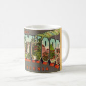 Tasse de salutation rétro Hollywood CA (Devant droit)
