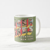 Tasse de salutations rétro Finger Lakes New York (Devant droit)