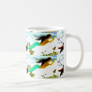 tasse de sirènes de brune de natation