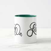 Tasse de sonnerie d'amour de vert forêt avec le (Centre)