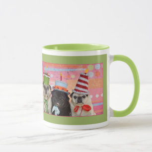 Tasse de sonnerie de carlin de joyeux anniversaire