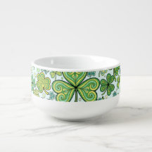 Tasse de soupe à motif élégant de trèfle à trois f