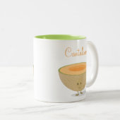 Tasse de sourire de cantaloup avec des mots (Devant droit)