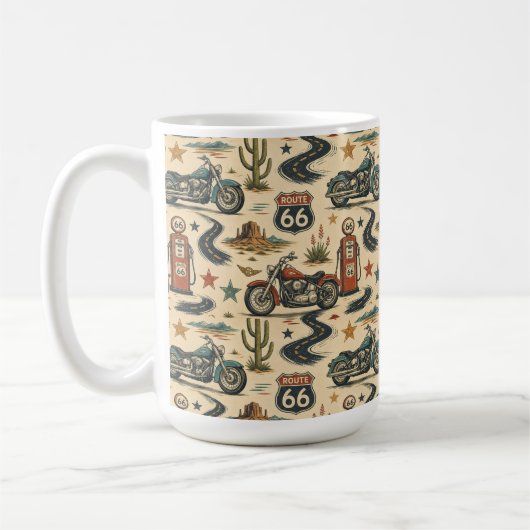Tasse de style rétro Route 66 Motorcycle Coffee Co (Gauche)
