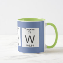 Tasse de table périodique du Cr O W en vert bleu