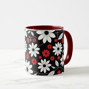 tasse de tasse à motif floral achromatique