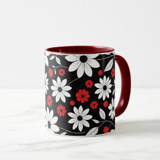 tasse de tasse à motif floral achromatique