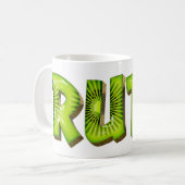 Tasse de thé de style Kiwi personnalisée au nom de (Devant gauche)