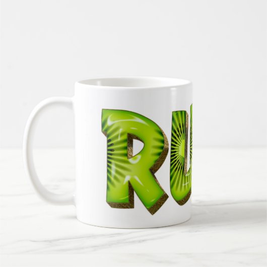 Tasse de thé de style Kiwi personnalisée au nom de (Gauche)