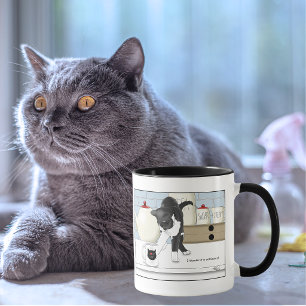 Tasse de thé drôle de chat gris blanc Cuisine