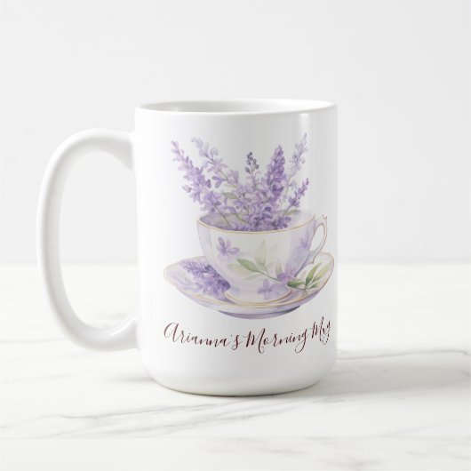 Tasse de thé florale lavande rustique de campagne (Gauche)