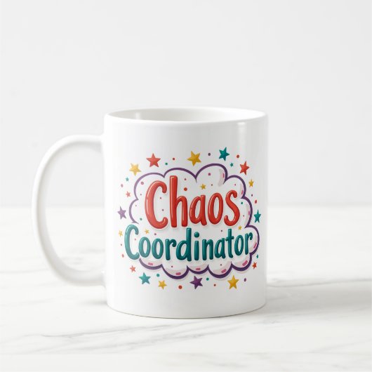 Tasse de travail drôle Coordinateur de chaos (Gauche)