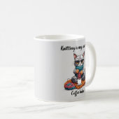 Tasse de tricot drôle Superpuissance Chat (Devant droit)