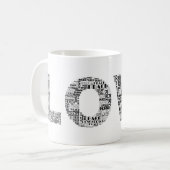Tasse de typographie « L'amour construit à partir (Devant gauche)