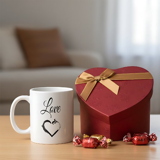 Tasse de typographie Minimal Heart & Love