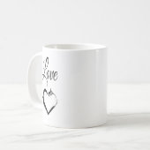Tasse de typographie Minimal Heart & Love (Devant gauche)