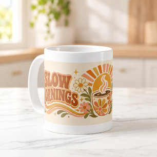 Tasse de typographie rétro Slow Mornings Good Coff