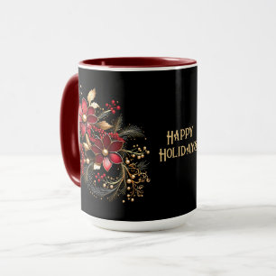 Tasse de vacances à fleurs décoratives rouges