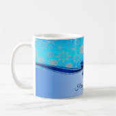 Tasse de vacances à ruban bleu flocons de neige (Gauche)