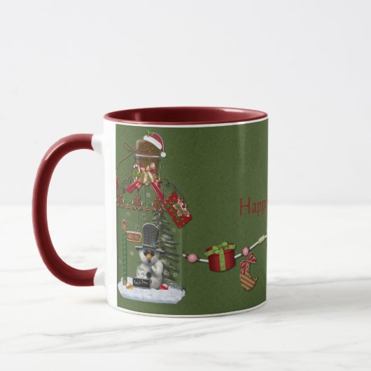 Tasse de vacances de pot d'homme de neige (Gauche)