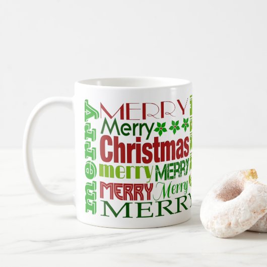 Tasse de vacances de typographie de joyeux Noël ro (Avec donut)
