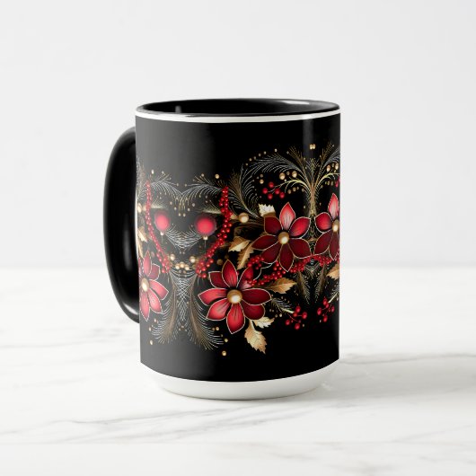 Tasse de vacances Fleurs Décoratives Rouges (Devant gauche)