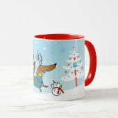 Tasse de vacances teckel, carlin et oiseau (Devant droit)