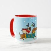 Tasse de vacances teckel, carlin et oiseau (Devant gauche)