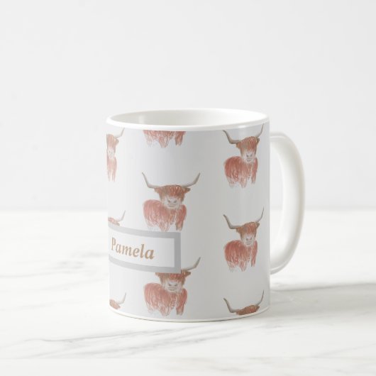 tasse de vache grise personnalisée (Devant droit)