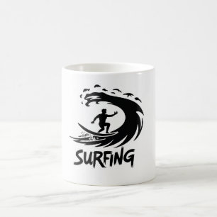Tasse de vague minimaliste silhouette de surf