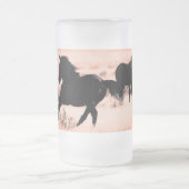 Tasse de verre givrée de 16 oz avec CHEVAUX SAUVAG (Centre)