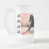 Tasse de verre givrée de 16 oz avec CHEVAUX SAUVAG (Gauche)