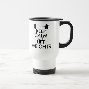 Tasse de voyage avec haltère 'Gardez votre calme e