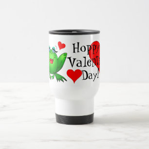 Tasse de voyage avec une grenouille dame de dessin