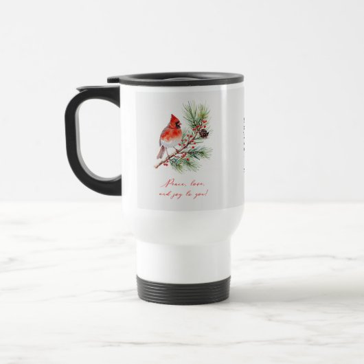 Tasse de voyage Cardinal oiseau rouge de Noël (Gauche)