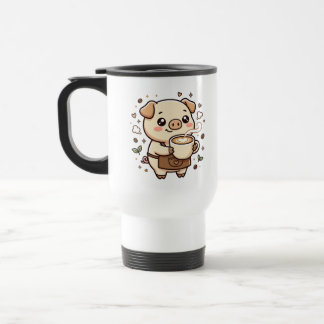 Tasse de voyage Cochon Mignon Latte Cœur Câlin