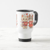 Tasse de voyage Cœur de chats romantiques (Devant droit)