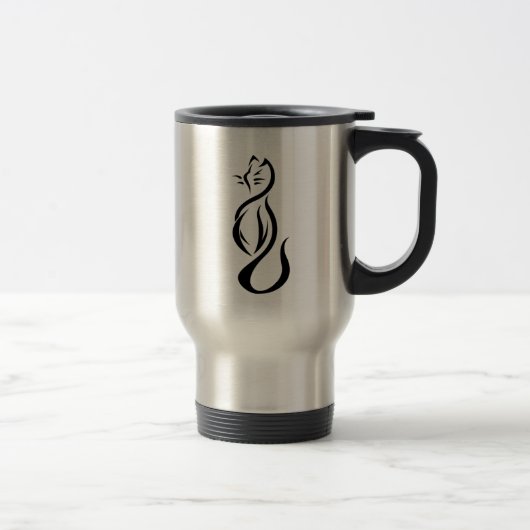 Tasse de voyage d'acier inoxydable de chat noir (Droit)