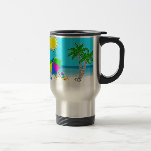 Tasse de voyage de café personnalisée par plage (Droit)