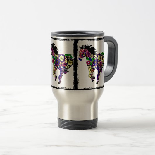 Tasse de voyage de cheval de fleur (Devant droit)
