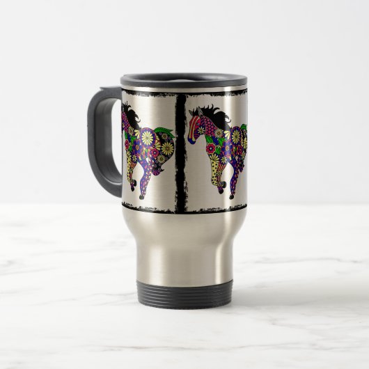 Tasse de voyage de cheval de fleur (Devant gauche)