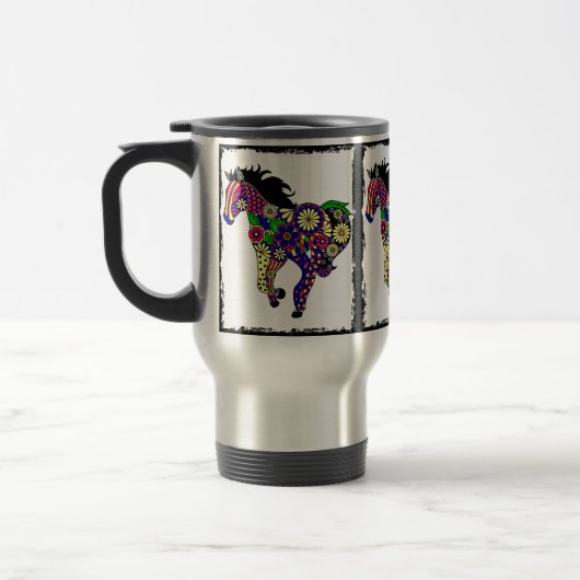 Tasse de voyage de cheval de fleur (Gauche)