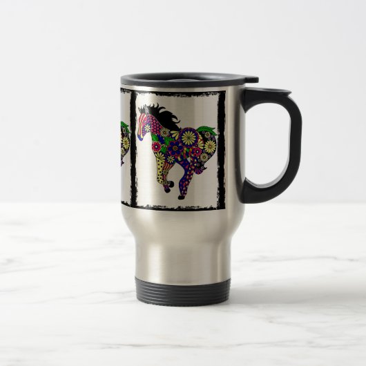 Tasse de voyage de cheval de fleur (Droit)