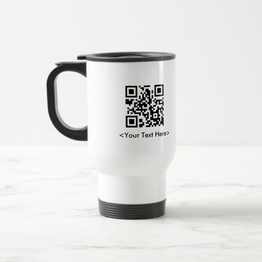 Tasse de voyage de code de QR avec le texte (Gauche)